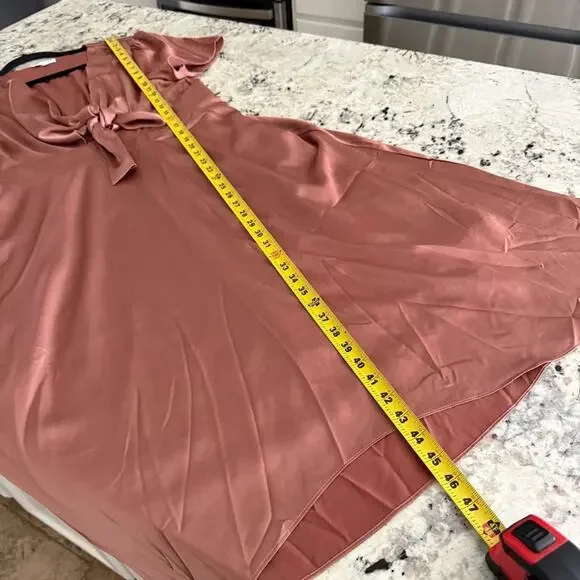 Baltic Born Poppy Satin Midi Dress Rosy Brown XXXL Tie Front - Picture 12 of 16